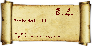 Berhidai Lili névjegykártya